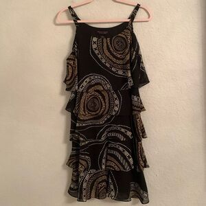 Signature by Robbie Bee Ruffle Abstract Print Sleeveless Dress Size 10